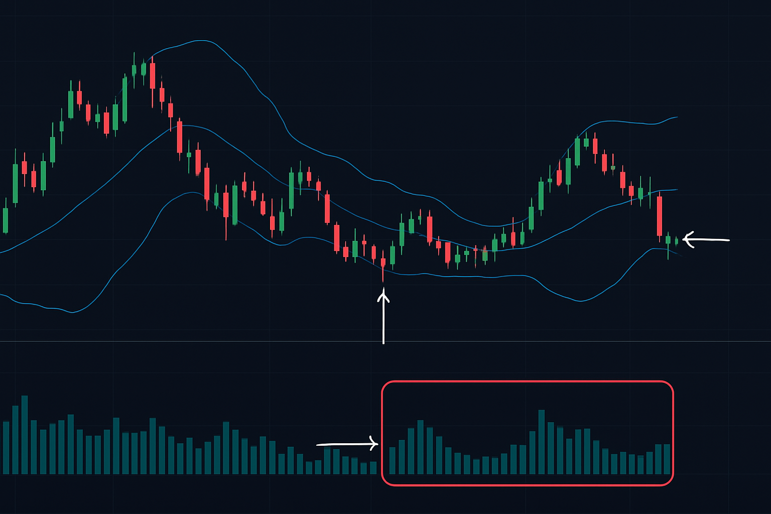 고확률 스퀴즈의 핵심 지표: 6개월 최저 밴드폭과 거래량 감소