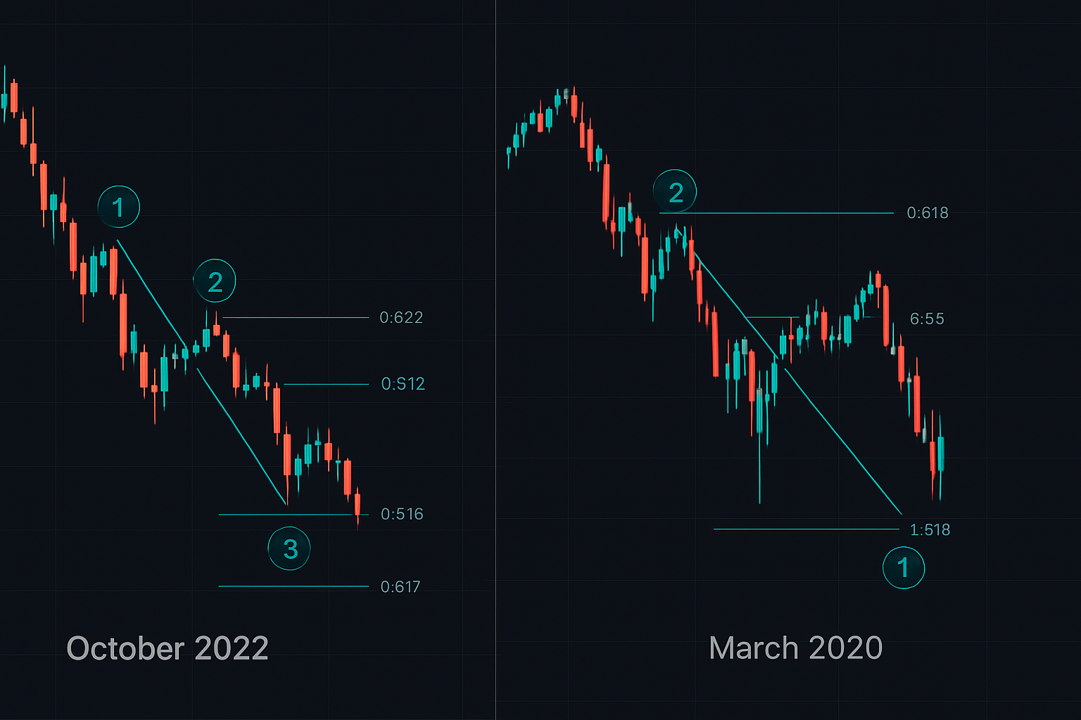 Three-wave extension patterns: Bitcoin 2022 vs S&P 2020 fear market bottoms