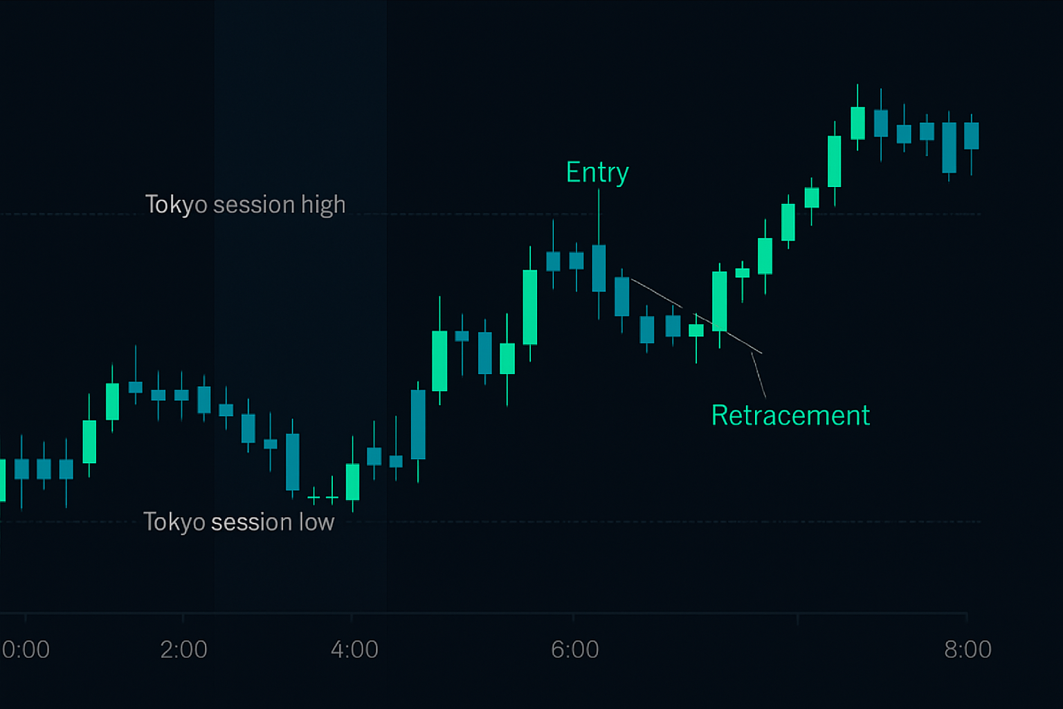 USD/JPY Tokyo-London overlap retracement patroon met entry regels