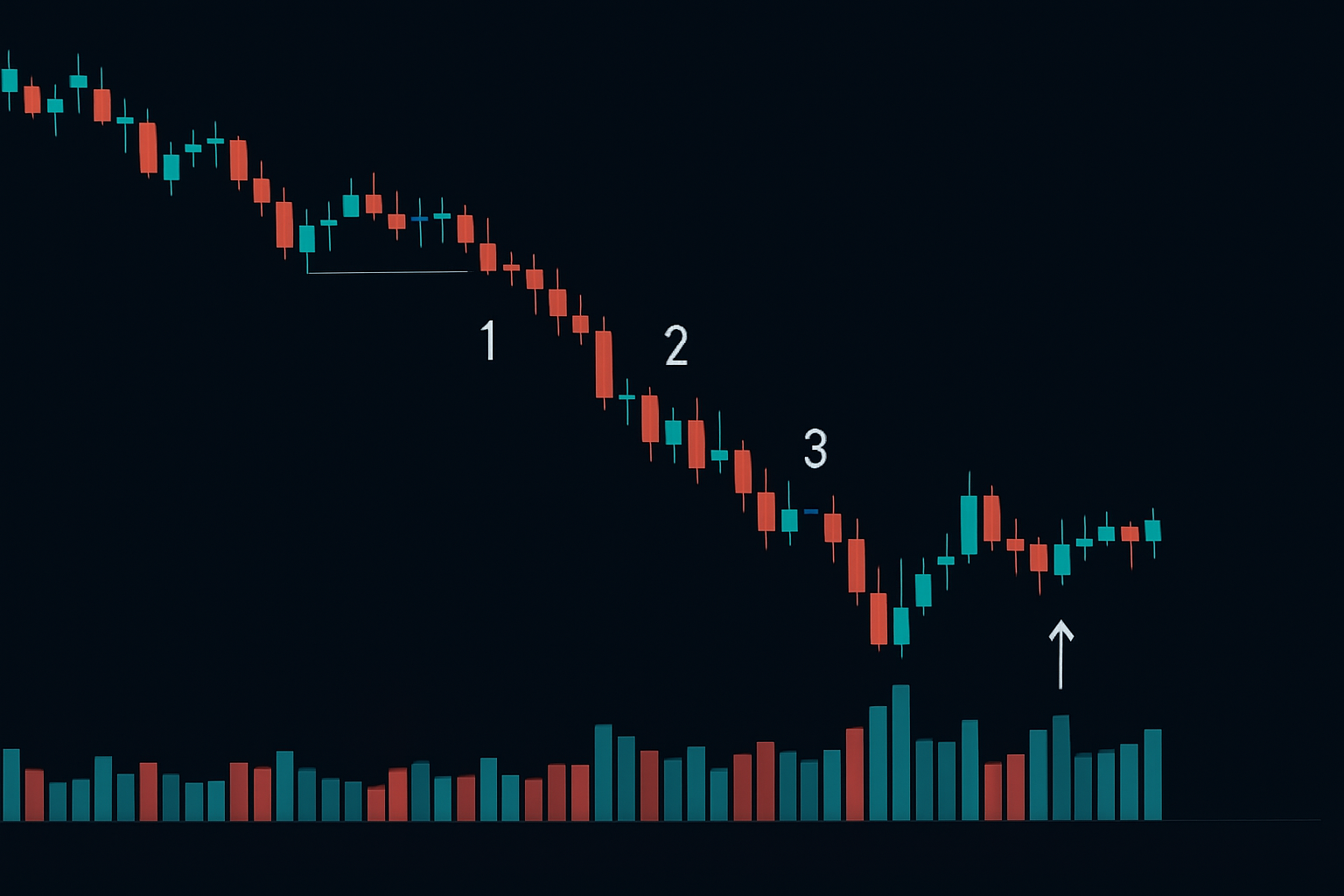 Three-push entry pattern for exhaustion gap trades