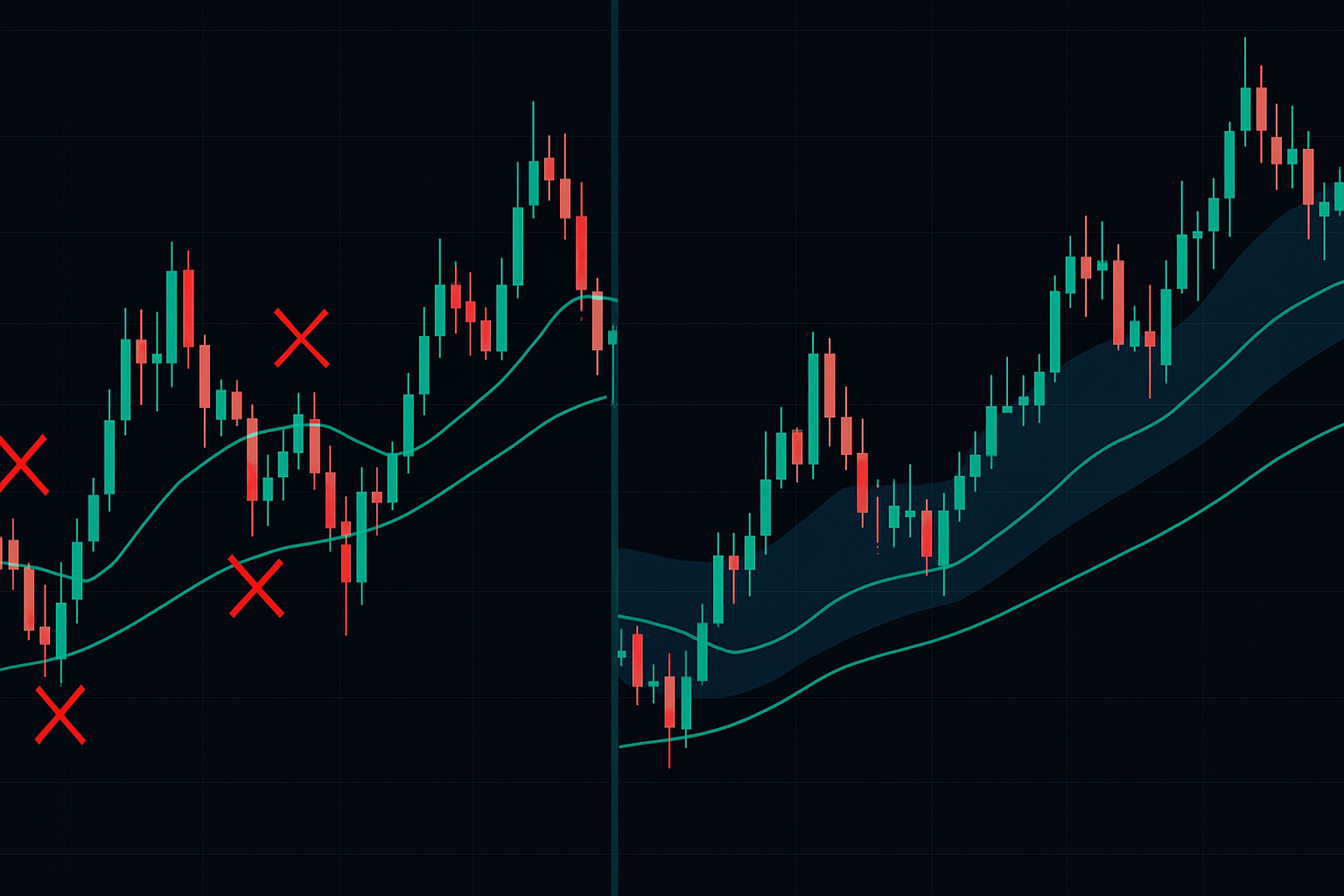 Traditional crossover failures vs institutional MA liquidity zones